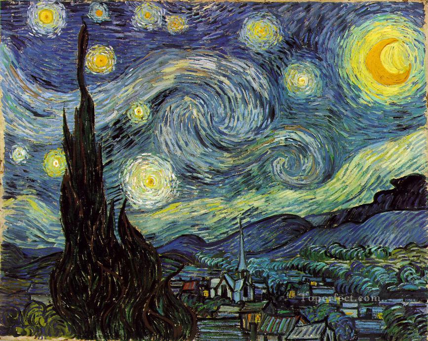 The Starry Night van Gogh in dark tone Oil Paintings